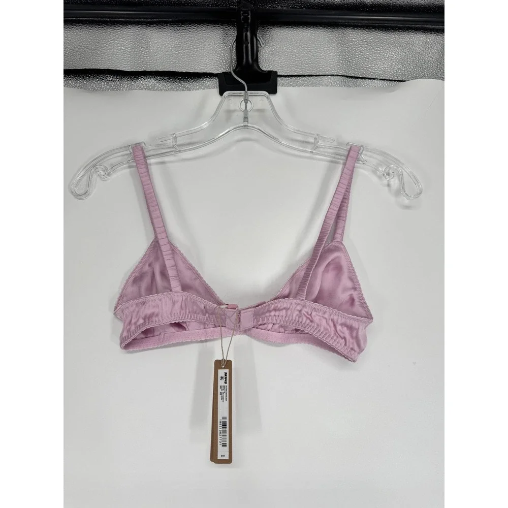 SKIMS Woven Shine Sleep Bralette Bra Womens XXS 2XS Pink Rose Soft Elastic Strap